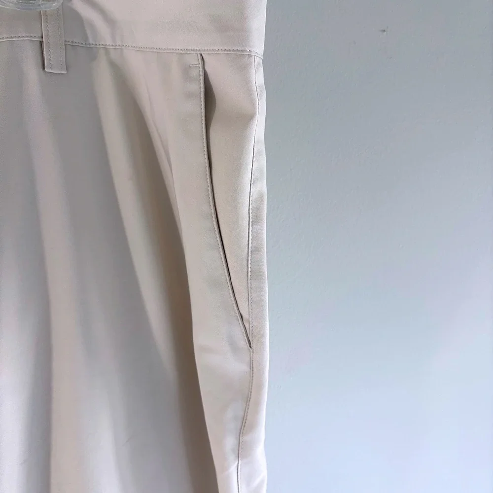 Adidas Mens Climalite GolfCore Pants Beige‎ Tan Flat Front Chino Trousers 42x32